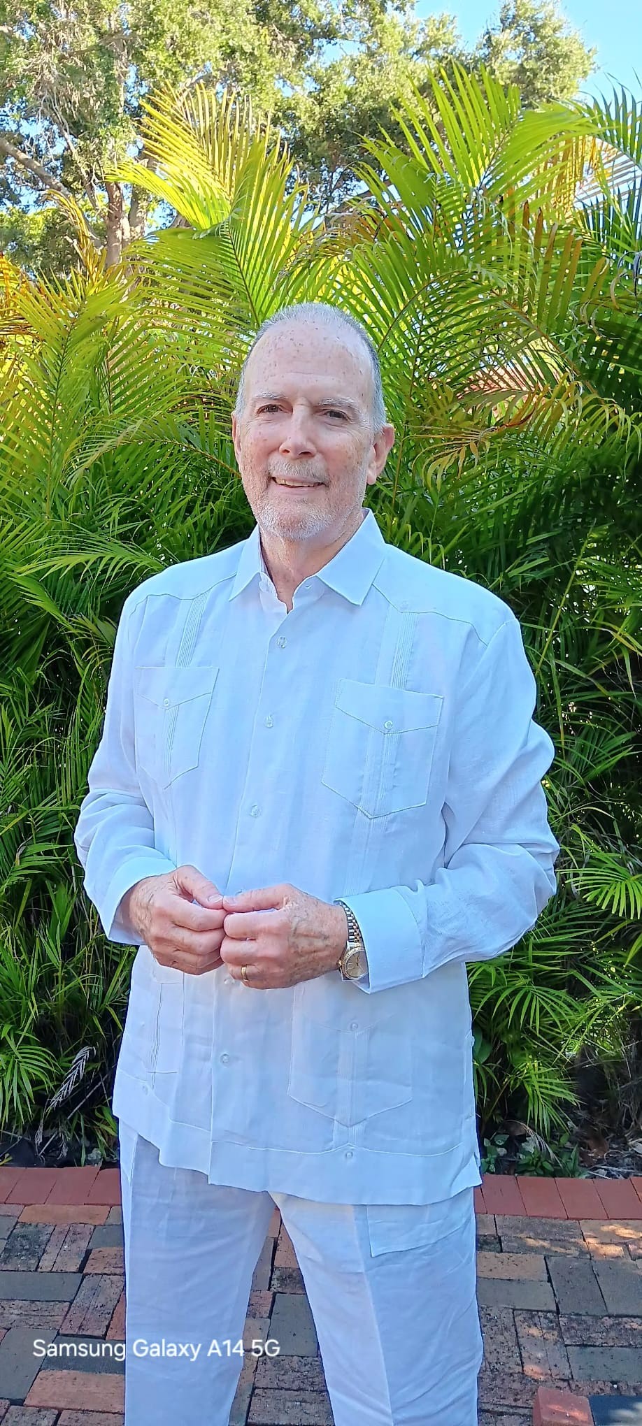 Men's Authentic Cuban Guayabera Shirt Premium Irish Linen White D