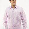 Men's Long Sleeve Cuban Guayabera Authentic Wedding Shirt Premium Linen Lavender D'Accord 2447