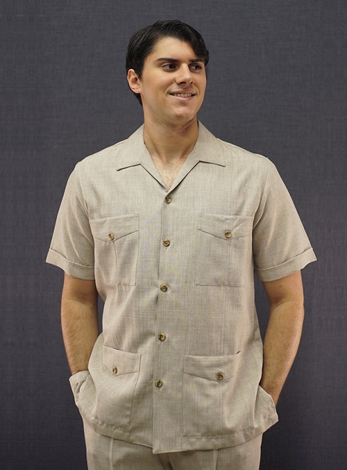 Men's Cuban Guayabera Safari Set Shirt & Pant Silver D'Accord 8287 ...