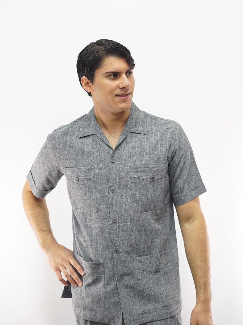 Men's Cuban Guayabera Grey Retro Safari Pant and Shirt D'Accord 8287 Buy  Men' Guayabera Grey Retro Safari Set Leisure Suit Pant and Shirt D'Accord  8287 - Guayabera, Casual Shirts, and Banded Bottom