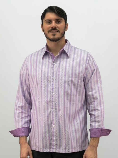 Men's Full Cut Long Sleeve Lavender Shirt Premium Cotton D'Accord 4484 ...