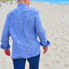 D'Accord blue embroidered linen guayabera