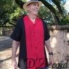 Men's Cuban Shirt Cuban Collar Retro Shirt Two tone Embroidered Black Red D'Accord # 5031