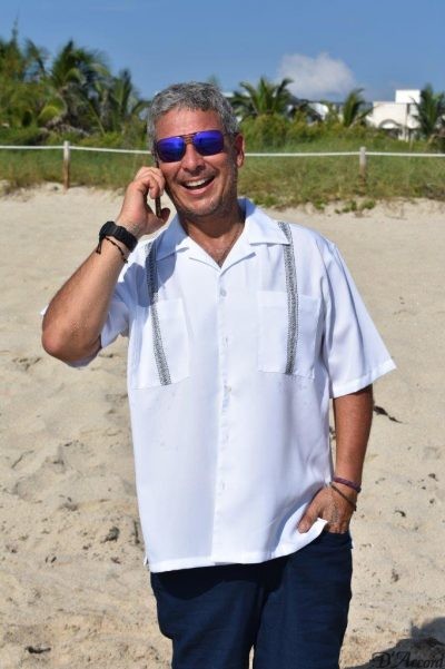 Cuban Collar Retro Shirt Camp Shirt White D'Accord Made 5034