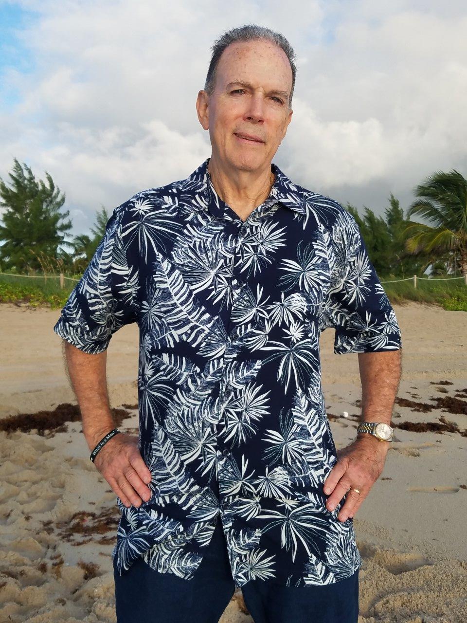 Hawaiian Casual Tropical Print Shirt Navy 5939-ONE MEDIUM !!! SOLD OUT Men's Casual Printed Shirt Gray Made in Miami,USA D'Accord 5973 - Guayabera, Casual Shirts, and Bottom Shirts