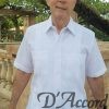 Men's Cuban shirt Authentic Cuban Guayabera Shirt White Micro Fiber Linen Look White D'Accord 2440