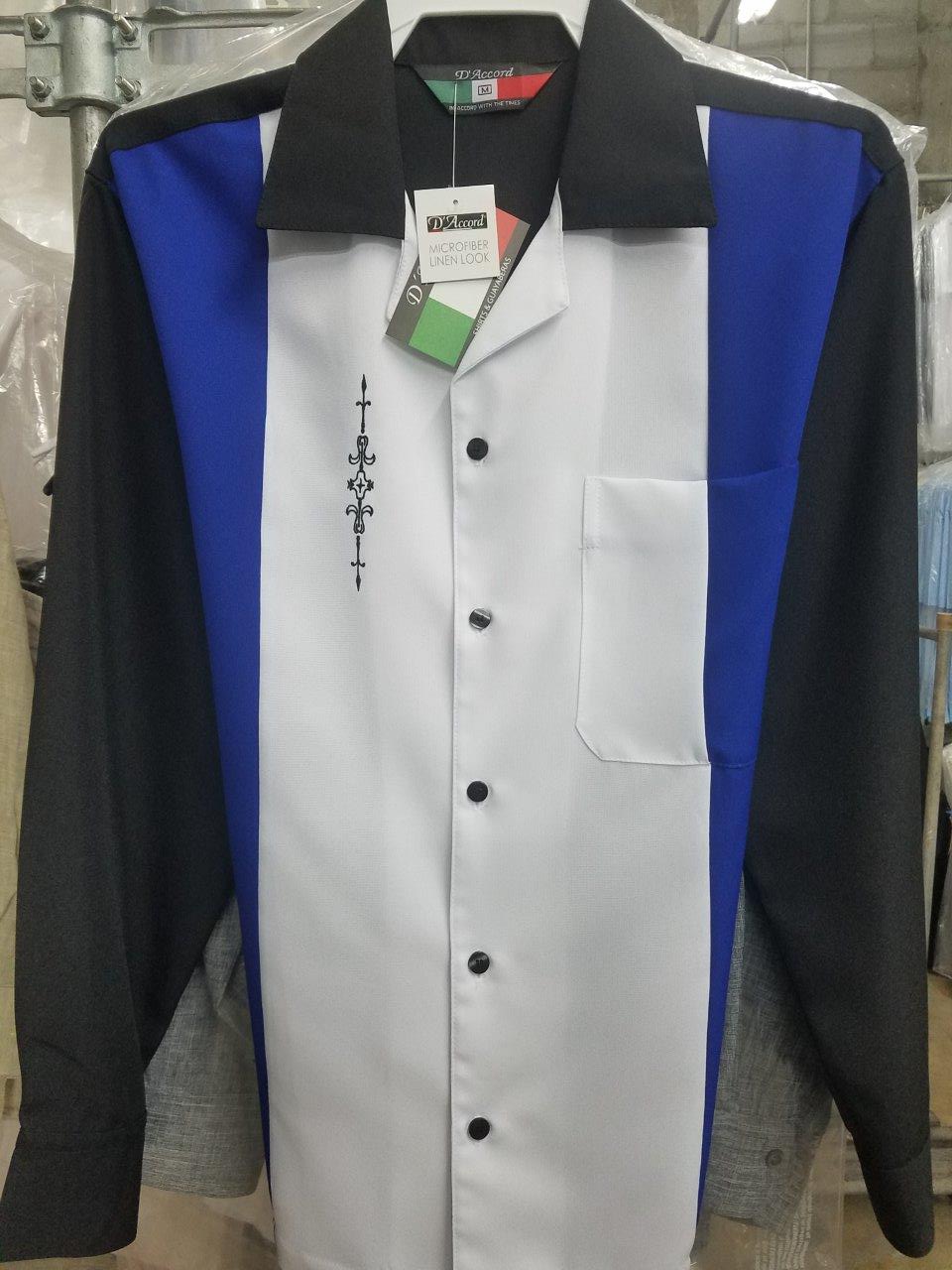 Cuban Guayabera Style Retro Shirt Long Sleeve Royal Casual shirt Micro  Fiber D'Accord 4521 SOLD OUT