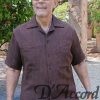 Men’s Cuban Collar Retro Shirt Two Pockets Brown D’Accord 5556