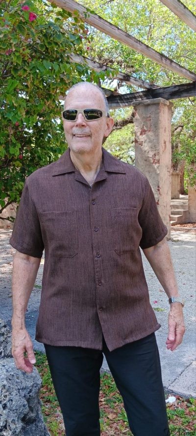 Men’s Cuban Collar Retro Shirt Two Pockets Brown D’Accord 5556