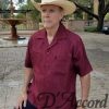 Buy Men's Cuban Collar Guayabera Style Retro Shirt Burgundy D'Accord # 5556
