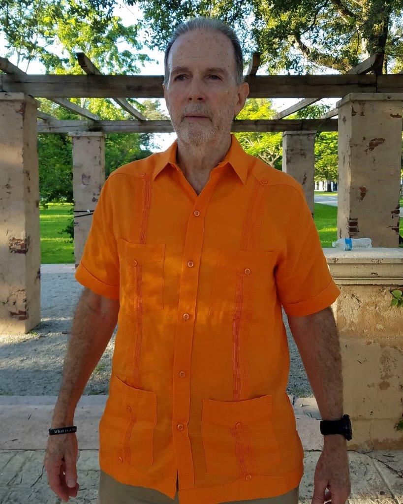 Men's Authentic Cuban Guayabera Shirt 100% Linen Orange D'Accord ...