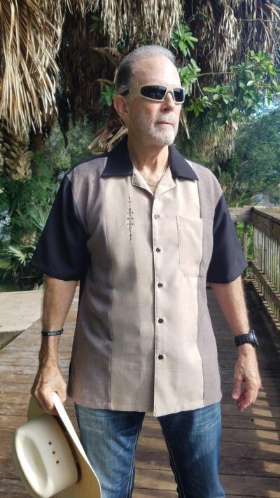 Cuban shirt grey embroidered made in USA D'Accord 5839