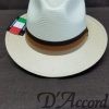 Men's Authentic Panama Style Hat with Tri- Color Band Brown Rust Tan D'Accord 1004