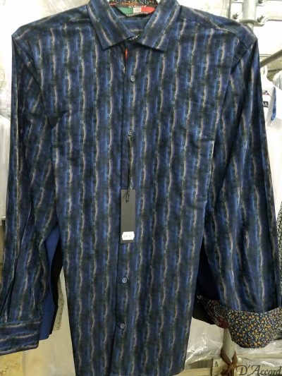 Men's Long Sleeve Dress Shirt Navy D'Accord Fine 100% Cotton 4510