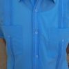 Cuban Guayabera Authentic Pin Tucks on Button Placket Shirt Blue D'Accord 2267 P