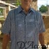 Men's Cuban Guayamisa Cigar Shirt Embroidered Denim Blue 80% Cotton 20% Linen D'Accord 5016