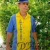 Men's Cuban Collar Guayabera Ukraine Tribute Shirt Blue Yellow D'Accord 5878