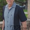 Men's Cuban Camp Collar Retro Bowling Shirt Two Tone Black Charcoal D'Accord 5032