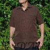Men's Cuban Collar Retro Shirt One Pocket No Logo Brown D'Accord 5000