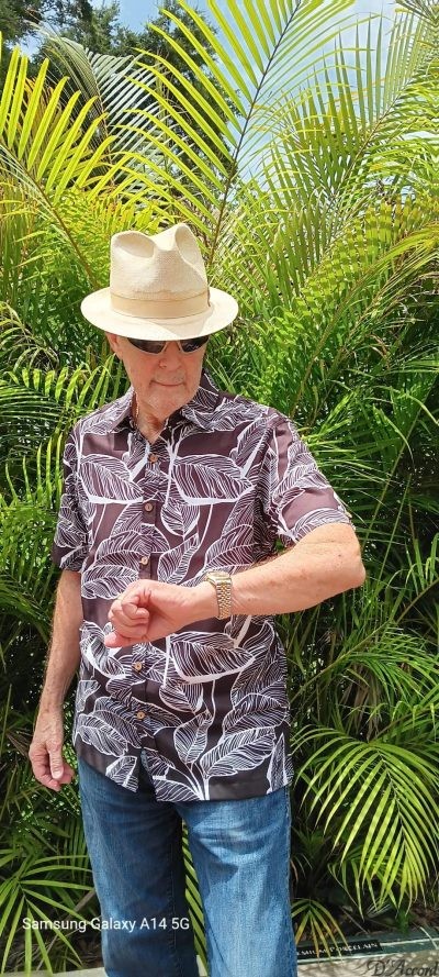 Men's Casual Shirt Black Hawaii Tropical Print D'Accord 5971