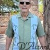 Mens Casual Shirt Exclusive Embroidery Four Palms Sage/White D'Accord 5055