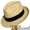Men's Authentic Panama Hat Fedora Beige Black Band D'Accord 1001