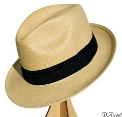 Men's Authentic Panama Hat Fedora Beige Black Band D'Accord 1001