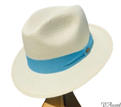 Men's Authentic Panama Hat Fedora Blue Band D'Accord 1003
