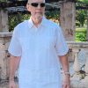 Men's Authentic Embroidered Front Guayabera Style Shirt White D'Accord 2340