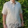 Men's Authentic Embroidered Front Guayabera Style Shirt Beige D'Accord 2340