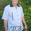 Men's Two Tone Retro Cuban Collar Casual Shirt Black/White Embroidered D'Accord 5975