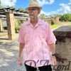 Men's Dual Embroidery Retro Cuban Collar Casual Shirt PINK D'Accord 5960 NEW !