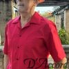Men's Dual Embroidery Retro Cuban Collar Casual Shirt Big Red D'Accord 5961 NEW !