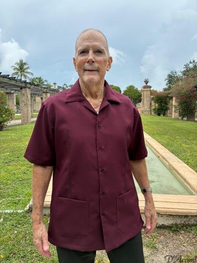 Men's American Guayabera Burgundy/ Guinda Embroidery Made in USA NEW ! D'Accord 2348-ONLY 7 Pieces Left !