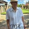 Men's Dual Embroidery Guayabera Style Shirt White D'Accord 5956 NEW !